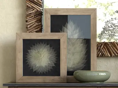 Pottery Barn CHANNING CONSOLE TABLE and NATURAL DRIFTWOOD MIRROR 3D model