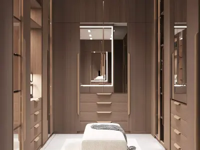 Luxury Dressing Room  Walk-in Wardrobe  3D Interior Scene Low-poly 3D model