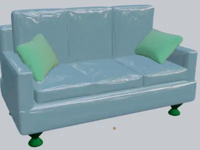 Luxury Leather Sofa 3D Model 3D model