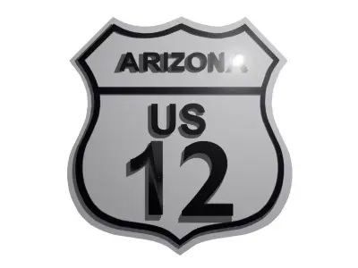 Sign Arizona US Route 12 3D model