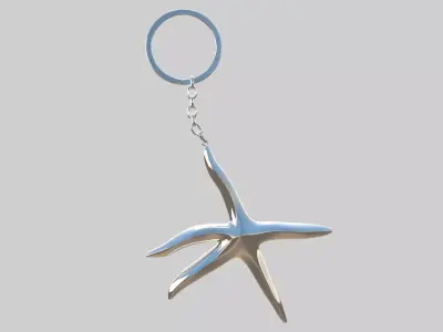 starfish keychain silver 3D model