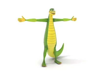 Green Cartoon Crocodile model pack Low-poly 3D model