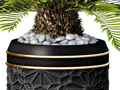 Decorative Palm Tree in oriental  Arabic garden vase urn 3D model