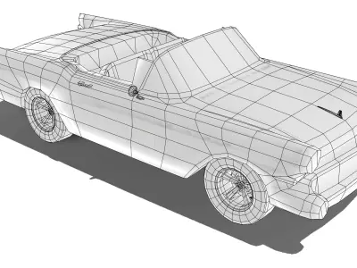 Open Top Convertable Retro Car Low-poly 3D model