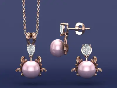A Set of Pearl Jewelry CAD Design 3D print model