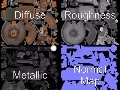 Steampunk Boiler Engine model pack Low-poly 3D model