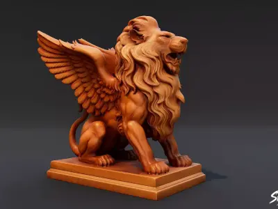 Lion Statue V12 Low-poly 3D model