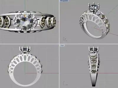 Ring Gold and Sliver 3D print model purchase