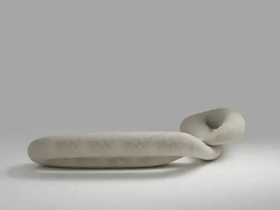 Modern sofa Low-poly 3D model 4