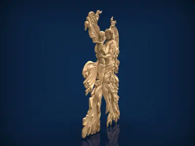 Carved panel painting STL 3D model 18
