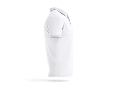White Mens Polo Shirt - sport male tshirt with collar 3D model