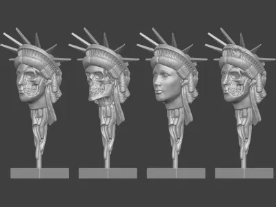The Liberty Collection statue of skull 3D print model