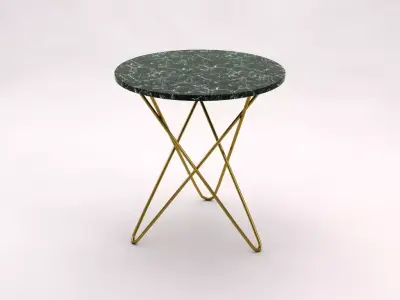 SIDE TABLE---Marble tray and brass crossed rods 3D model