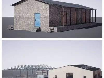 Industrial Buildings Pack Low-poly 3D model