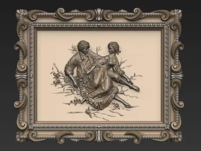 AMOUR couple in ornate frame 3D print model