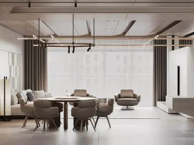 Livingroom and Kitchen 3D model