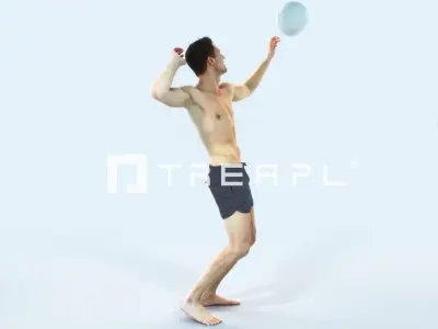 Virtue 04D Beach Serving Sports Man Low-poly 3D model