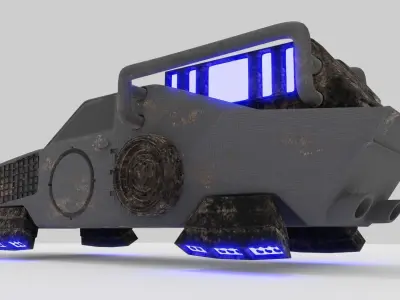 Hovercar armored vehicle with lights Low-poly 3D model