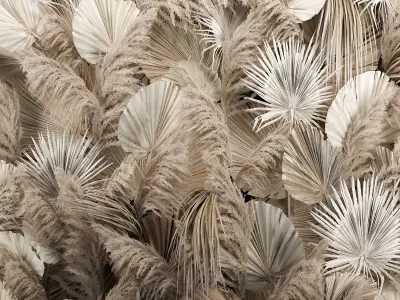 Wedding Decor Arch Wall Dried Flowers Pampas Grass 3D model