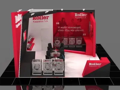 Booth Exhibition Stand 2 Side Open  Stall 7x6m Height 400 cm 3D model