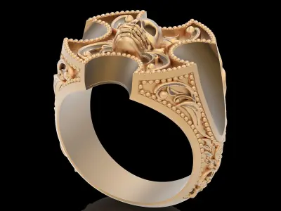 Skull ring silver gold  printable jewelry 3D model 3D print model