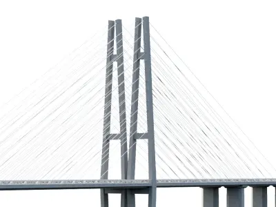 Cable-stayed bridge with backlight 3D model