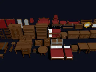Props Pack - 3D Voxel Interior Models Low-poly 3D model