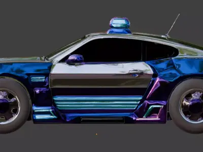 Futuristic Stylized Police Car Low-poly 3D model