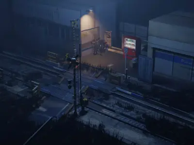 Japanese Train Station Japanese Low-poly 3D model