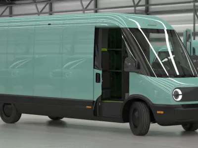 Electric Delivery Van Rigged 3D model
