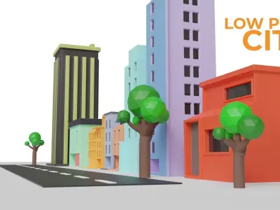 Urban - Low Poly 3d city building model Low-poly 3D model