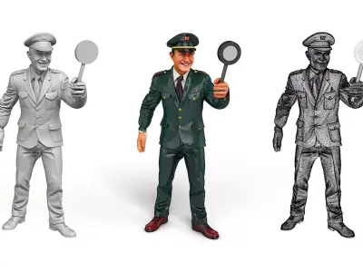 German Conductor Figure for Model Train decoration 3D print model