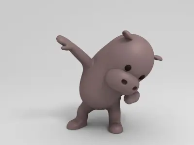 Rigged Cartoon Hippopotamus 3D model