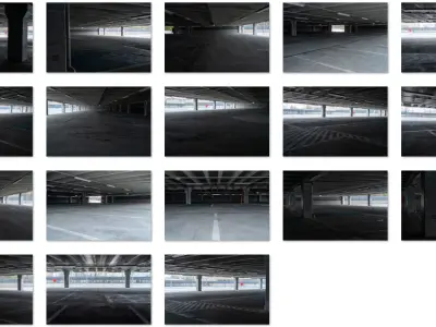 Concrete Parking Lot HDRI and backplates 3D model