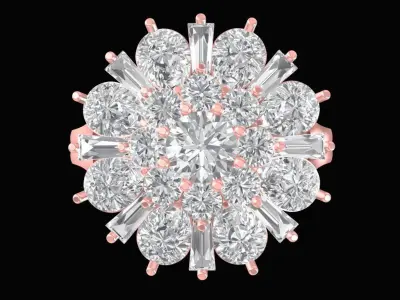 Luxury Multi Layer Flower Cluster Diamond Ring for Women 2432 3D print model