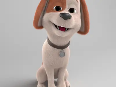 Ruby cartoon dog  Maya Rig  Low-poly 3D model