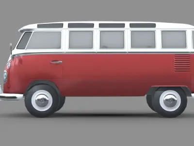 VW Transporter 1950 Low-poly 3D model