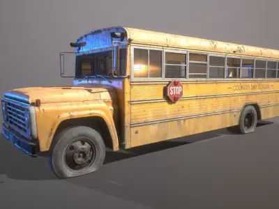 School Bus Low-poly 3D model