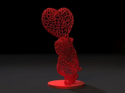 Bear with heart 3D print model