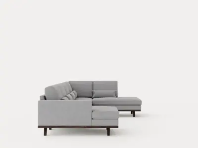 Copenhagen U Sofa Right Linen Grey Low-poly 3D model