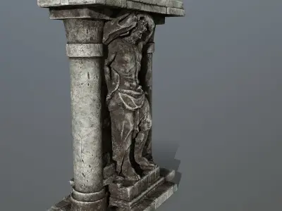 statue 2 column with Low-poly 3D model