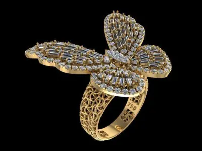 Jewelry Butterfly Ring 3D print model