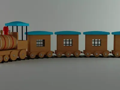 Train wooden 3D model