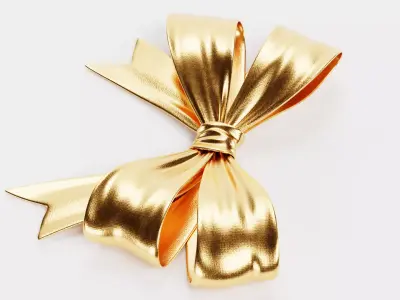 Ribbon Bow V4 - Gold Decorative Gift Wrapping 3D model