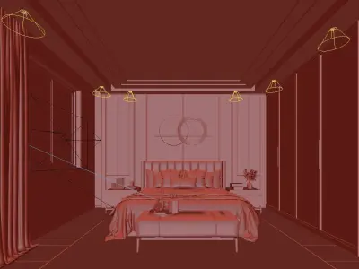  3D model of modern bedroom 3D model