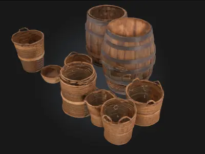 Barrels and Baskets  Everyday Storage of a Bygone Era 3D model