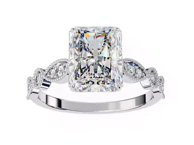 ASSCHER  DIAMOND RING -CAD-071 3D model