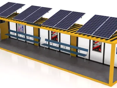 40 Foot Container Bus Stop 3D Model Low-poly 3D model