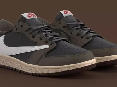 Travis Scott x Air Jordan Dark Mocha Low-poly 3D model