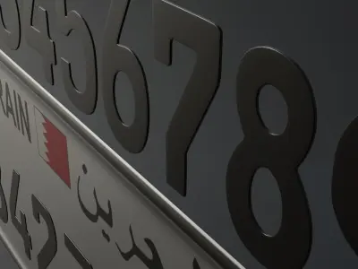 Customizable Bahrain license plate 3D model